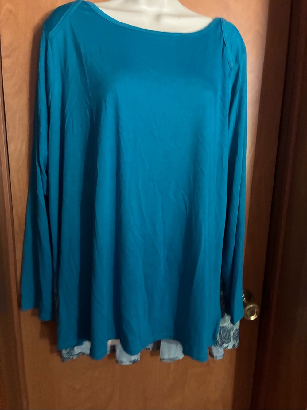 DG2 by Diane Gilman Teal Boatneck Long Sleeve Tunic